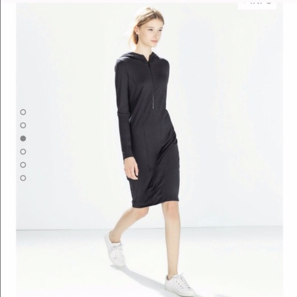 New ZARA Half-Zip Hooded Tunic Dress Size S